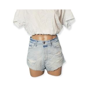 Womens Sz 24 Waist Abercrombie Distressed Raw Hem Denim Jean Shorts Bottom Girls